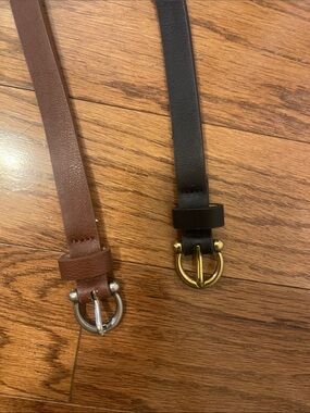 Set of Black and Brown Skinny Belts 42”